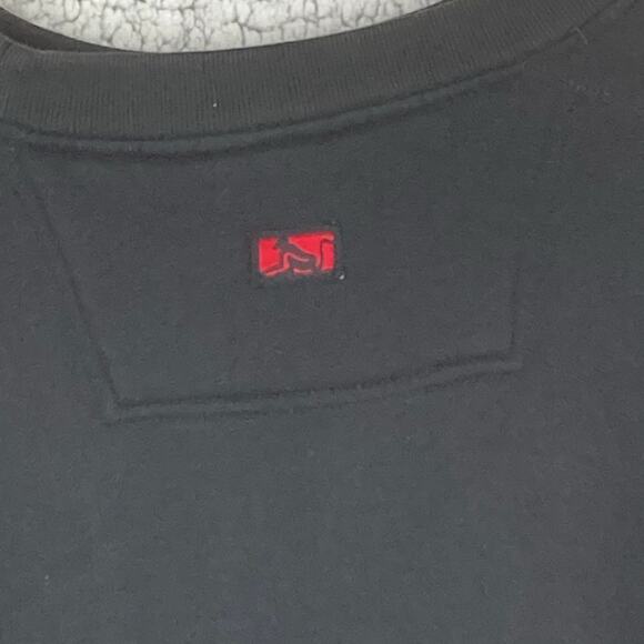DRUNKNMUNKY Pullover Sweatshirt Mens 2XL Black Crew Hello Name Tag Y2K Thumbhole - Picture 7 of 14